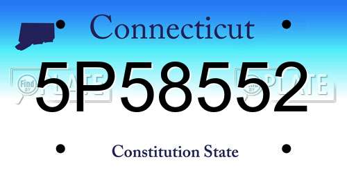 5P58552 Connecticut License Plate