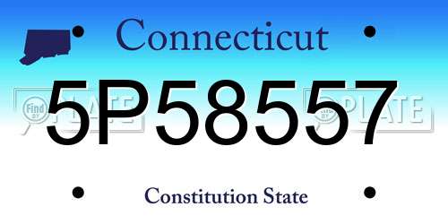 5P58557 Connecticut License Plate
