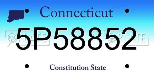 5P58852 Connecticut License Plate