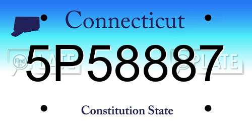 5P58887 Connecticut License Plate