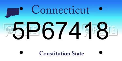 5P67418 Connecticut License Plate