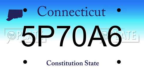 5P70A6 Connecticut License Plate