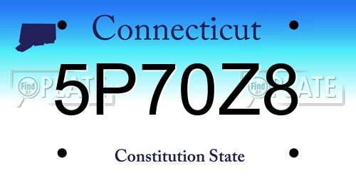 5P70Z8 Connecticut License Plate