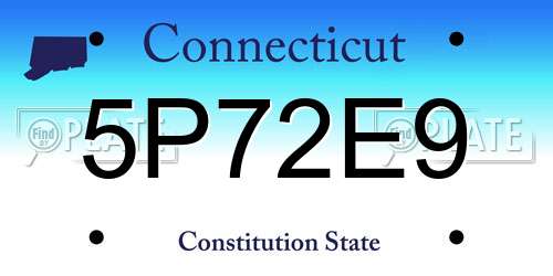 5P72E9 Connecticut License Plate