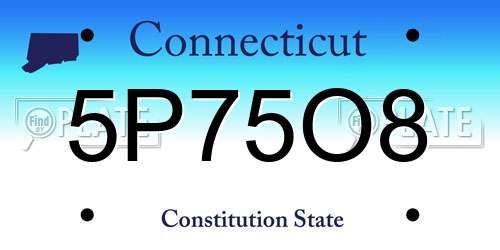 5P75O8 Connecticut License Plate
