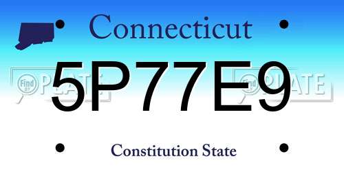 5P77E9 Connecticut License Plate
