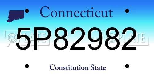 5P82982 Connecticut License Plate