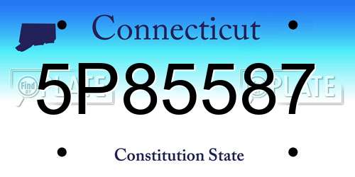 5P85587 Connecticut License Plate