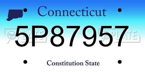 5P87957 Connecticut License Plate