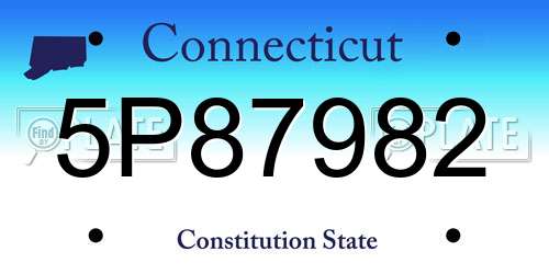 5P87982 Connecticut License Plate