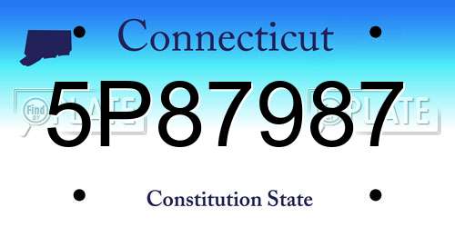 5P87987 Connecticut License Plate