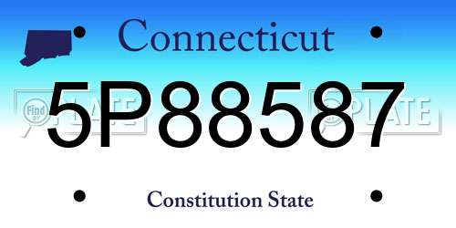 5P88587 Connecticut License Plate