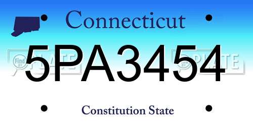 5PA3454 Connecticut License Plate