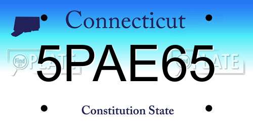 5PAE65 Connecticut License Plate