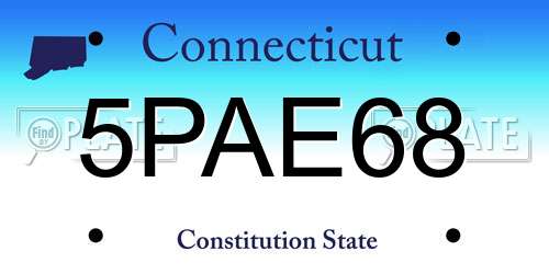 5PAE68 Connecticut License Plate