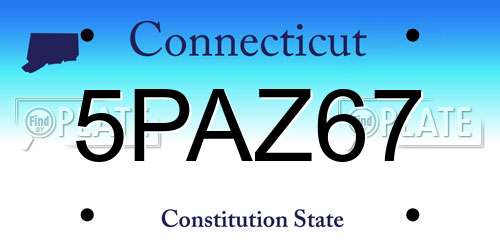 5PAZ67 Connecticut License Plate