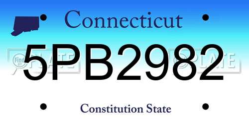 5PB2982 Connecticut License Plate