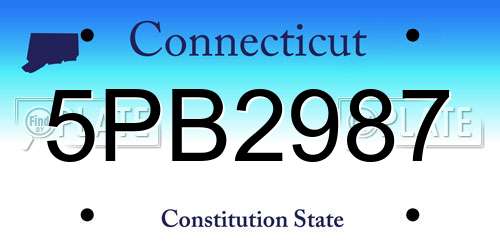 5PB2987 Connecticut License Plate