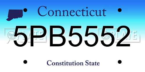 5PB5552 Connecticut License Plate