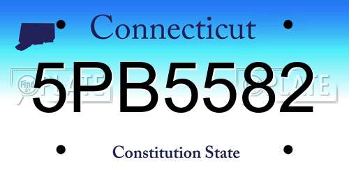 5PB5582 Connecticut License Plate