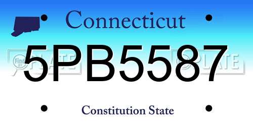 5PB5587 Connecticut License Plate