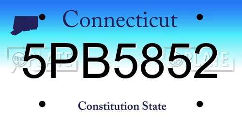 5PB5852 Connecticut License Plate