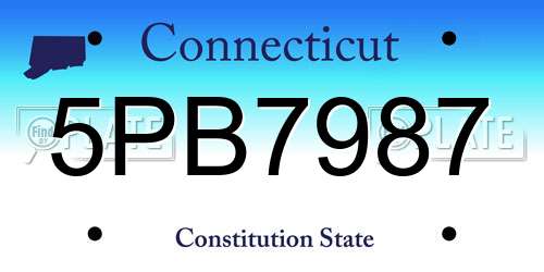 5PB7987 Connecticut License Plate