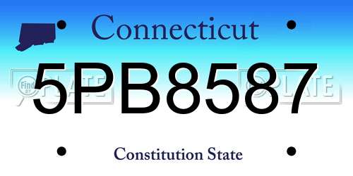 5PB8587 Connecticut License Plate