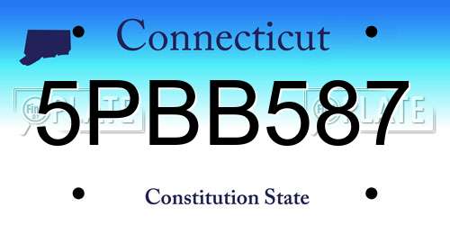 5PBB587 Connecticut License Plate