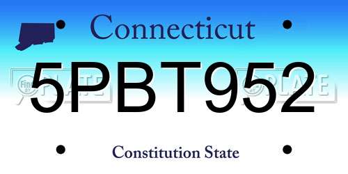 5PBT952 Connecticut License Plate