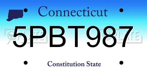 5PBT987 Connecticut License Plate