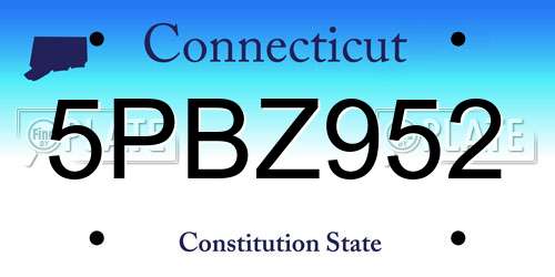 5PBZ952 Connecticut License Plate