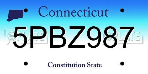 5PBZ987 Connecticut License Plate