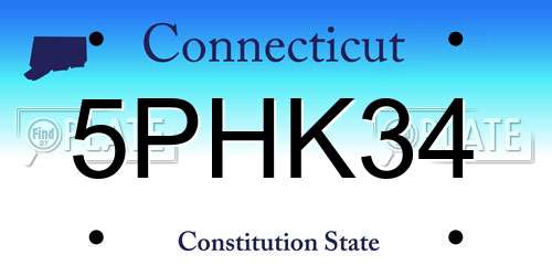5PHK34 Connecticut License Plate