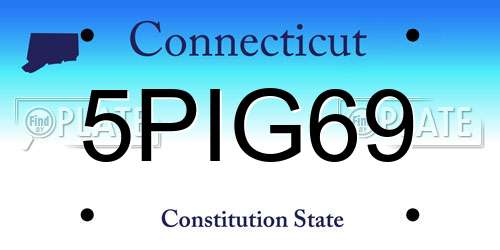 5PIG69 Connecticut License Plate