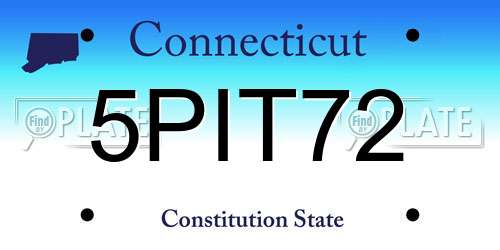 5PIT72 Connecticut License Plate