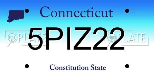5PIZ22 Connecticut License Plate