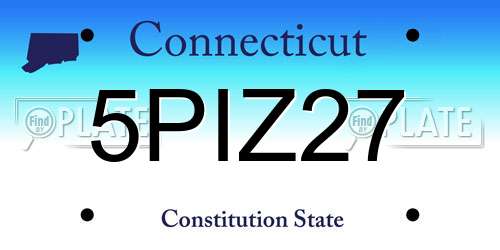5PIZ27 Connecticut License Plate