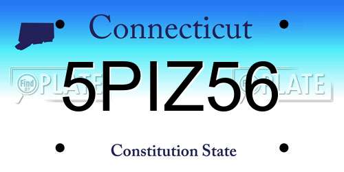 5PIZ56 Connecticut License Plate