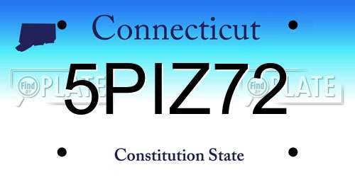 5PIZ72 Connecticut License Plate