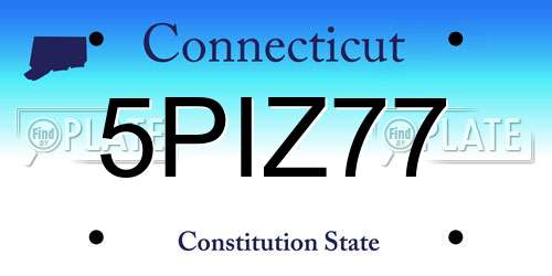 5PIZ77 Connecticut License Plate