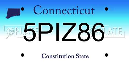 5PIZ86 Connecticut License Plate