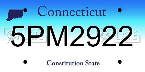 5PM2922 Connecticut License Plate