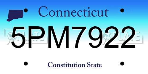 5PM7922 Connecticut License Plate