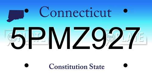 5PMZ927 Connecticut License Plate