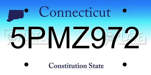 5PMZ972 Connecticut License Plate