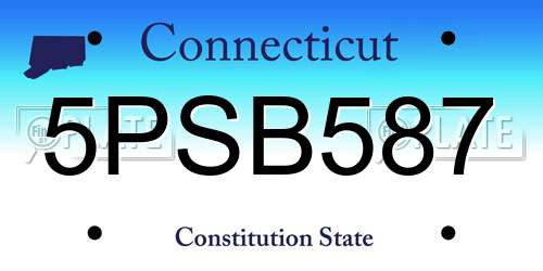5PSB587 Connecticut License Plate