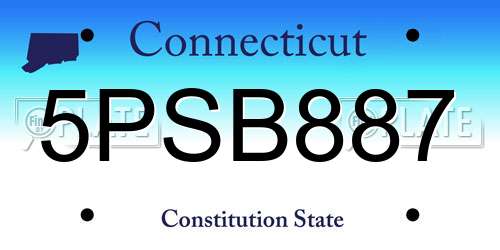 5PSB887 Connecticut License Plate