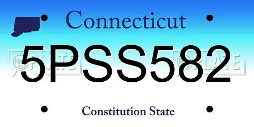 5PSS582 Connecticut License Plate