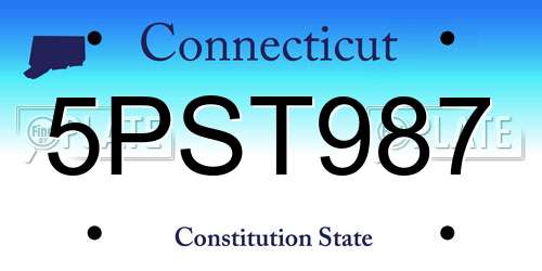 5PST987 Connecticut License Plate